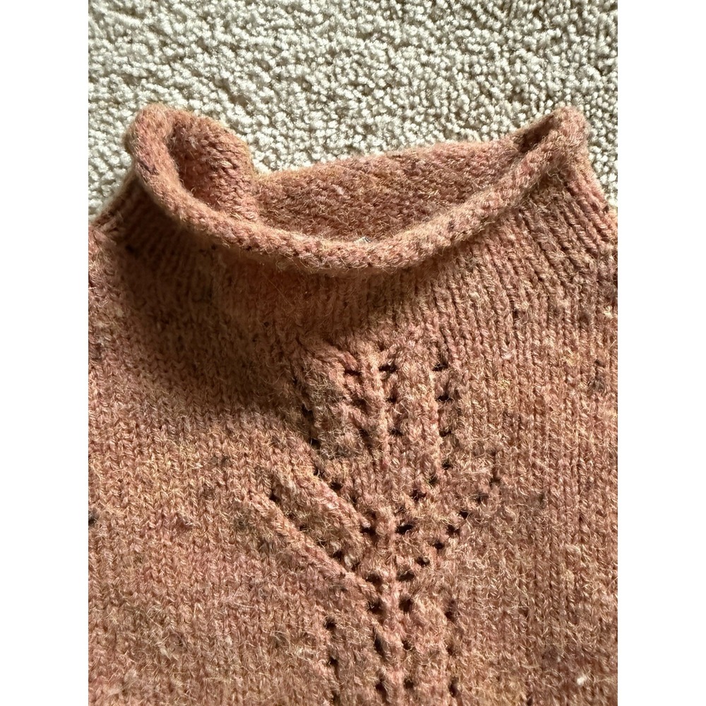Sundance Orange Speckled Open Knit‎ Mock Neck Sweater Size Small - Picture 2 of 8